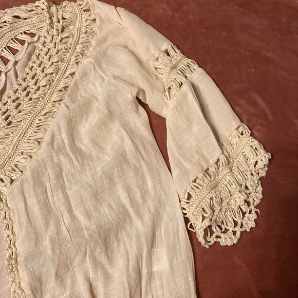 Boho Chic Crotchet Fringe Cover up Large Festival Attite - Picture 4 of 9